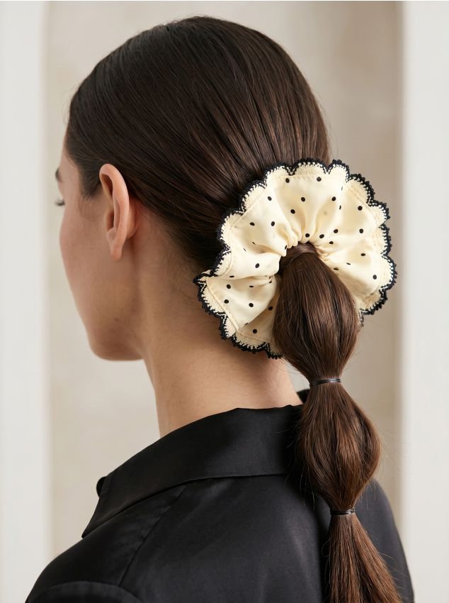 Sinsay - Elastic de păr scrunchie cu buline - negru