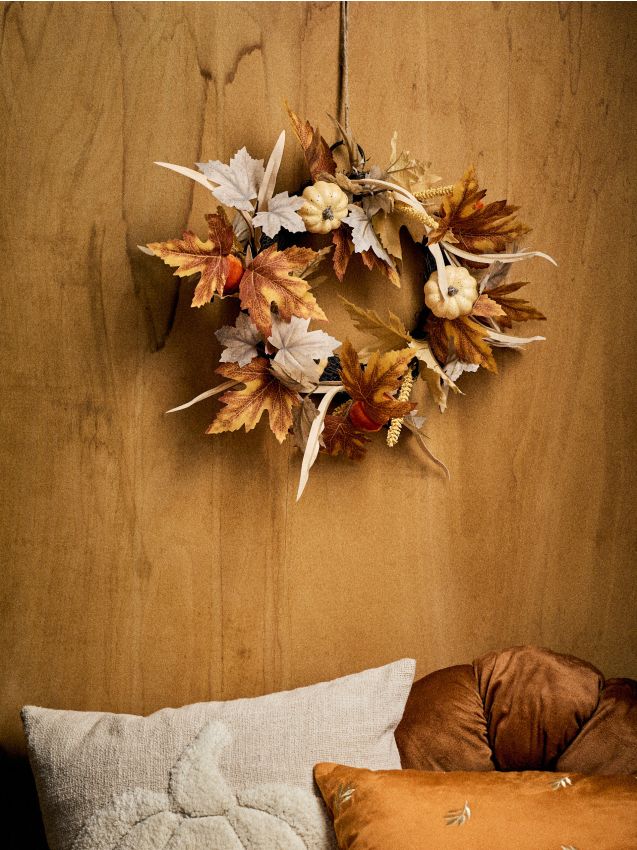 Sinsay - Coroniță decorativă de toamnă cu dovleci și frunze - portocaliu