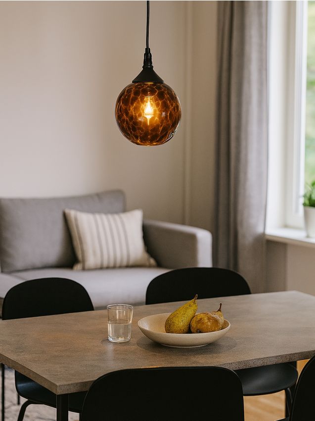 Sinsay - Retro závěsná stropní lampa se skleněným stínidlem - maro-închis