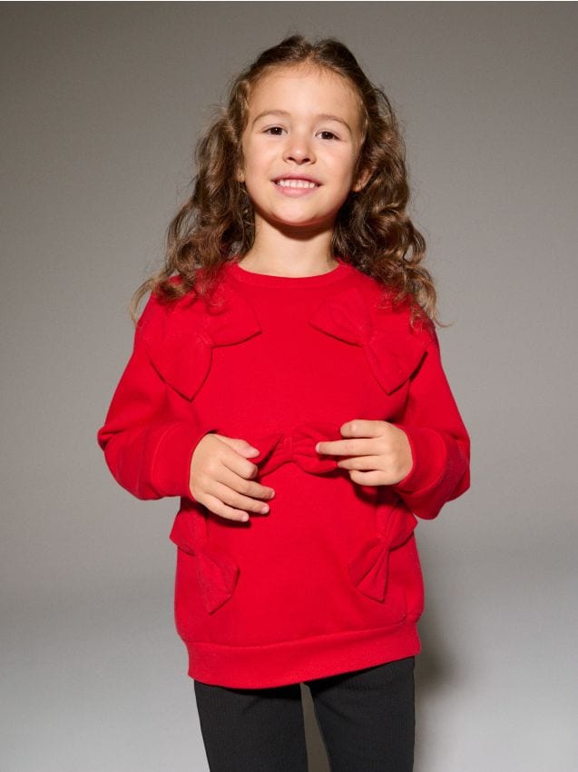 Sinsay - Mikina s okrúhlym výstrihom a ozdobnými mašľami - červená