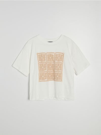 Baumwoll-T-Shirt mit 3D-Applikation