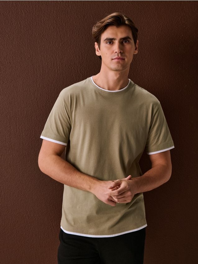 Sinsay - Tricou din bumbac basic - verde-pal