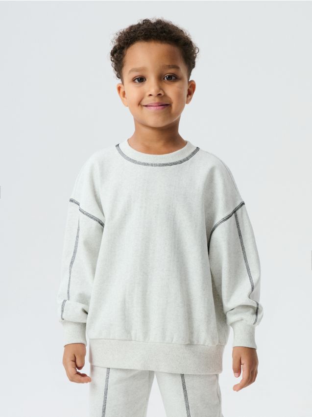 Sinsay - Bluză cu cusături contrastante - gri deschis