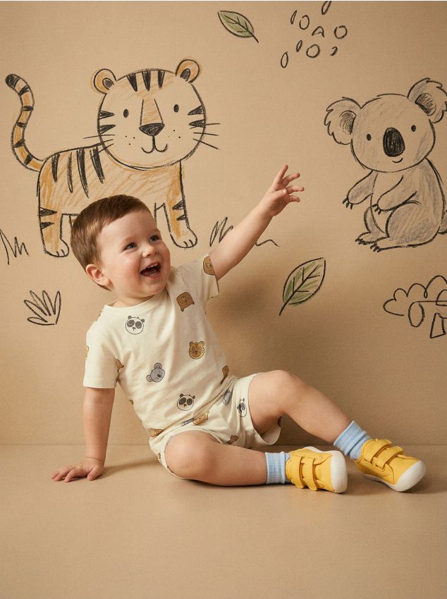 Sinsay - Pijamă din bumbac în două piese - crem