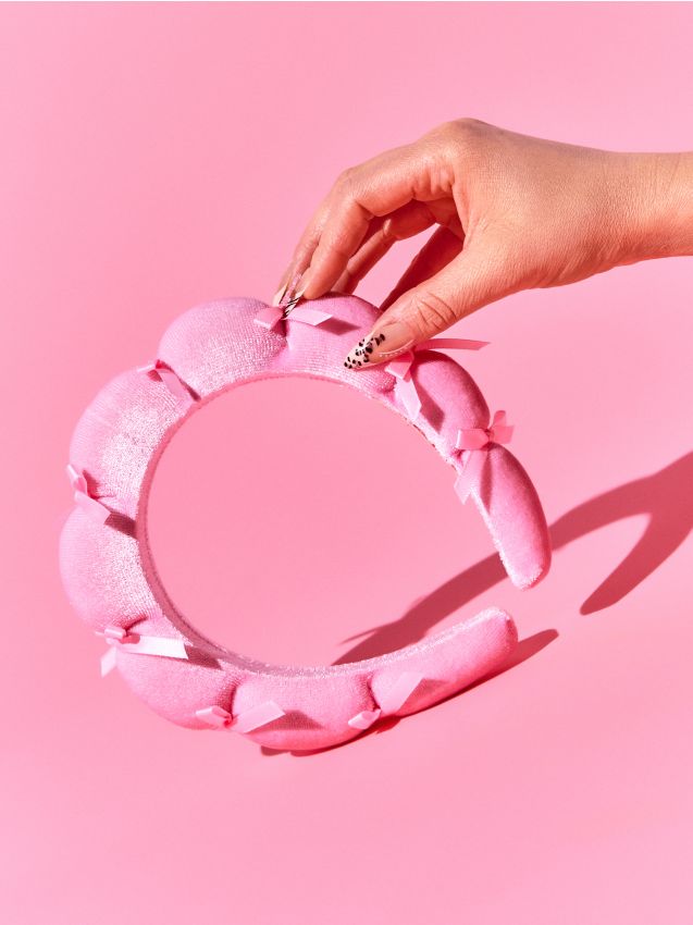 Sinsay - Bentiță pentru păr cu fundițe decorative - roz-pastel