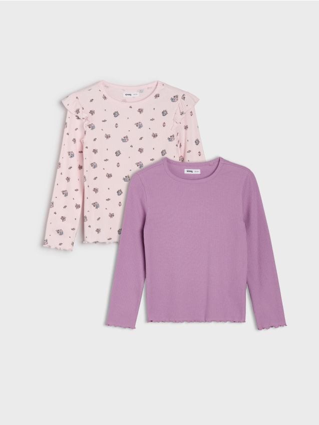 Sinsay - Tricouri din bumbac cu mânecă lungă și motiv floral 2 pack - multicolor