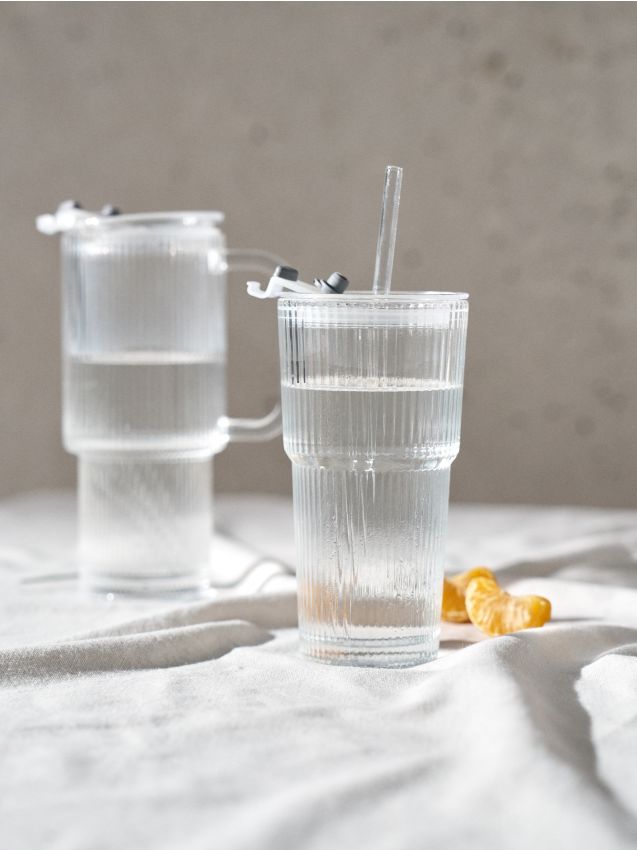 Sinsay - Cană striată cu pai - clear