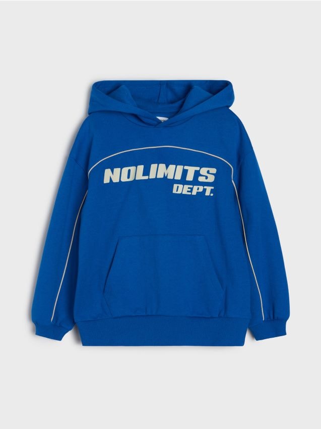 Sinsay - Hanorac tip hoodie cu inscripție - albastru