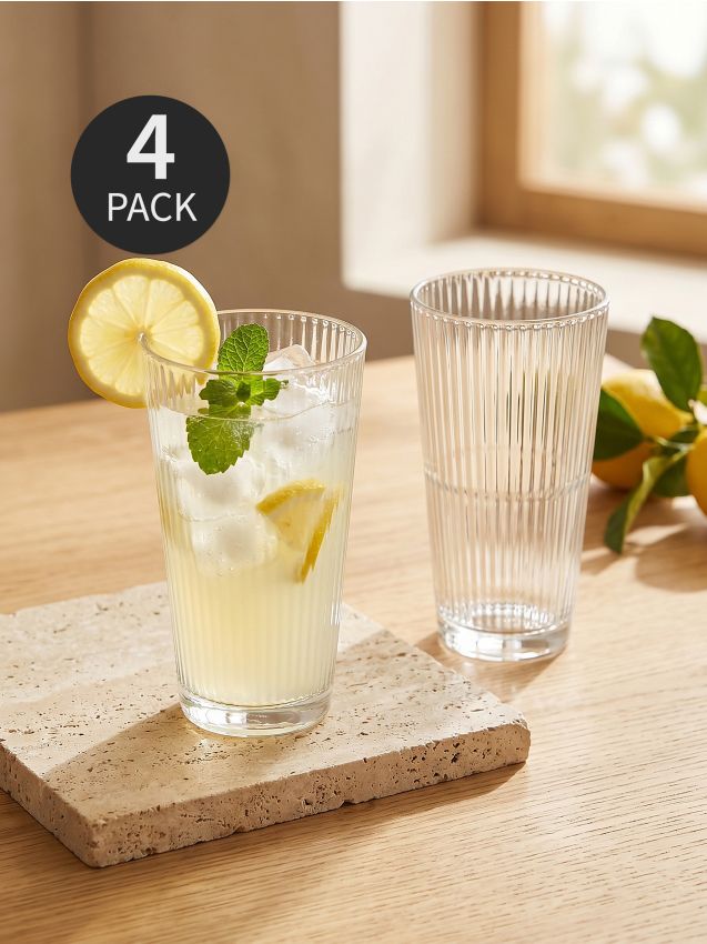 Sinsay - Set de pahare striate 4 pack - clear