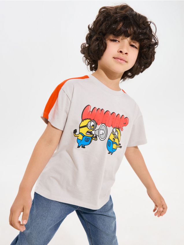 Sinsay - Tricou din bumbac cu imprimeu Minions - gri deschis