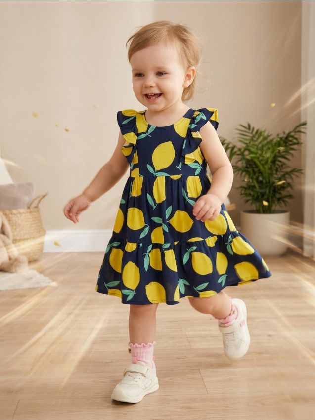Sinsay - Rochie din viscoză cu model de lămâi - bleumarin