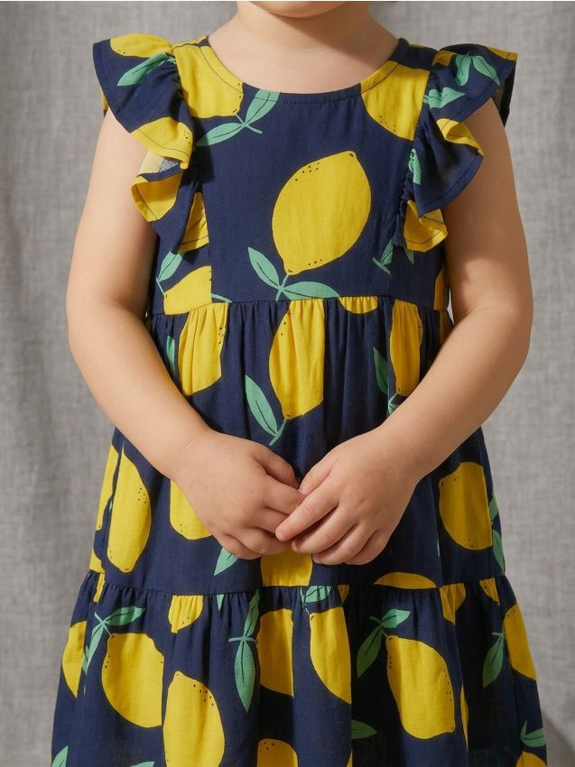 Sinsay - Rochie din viscoză cu model de lămâi - bleumarin