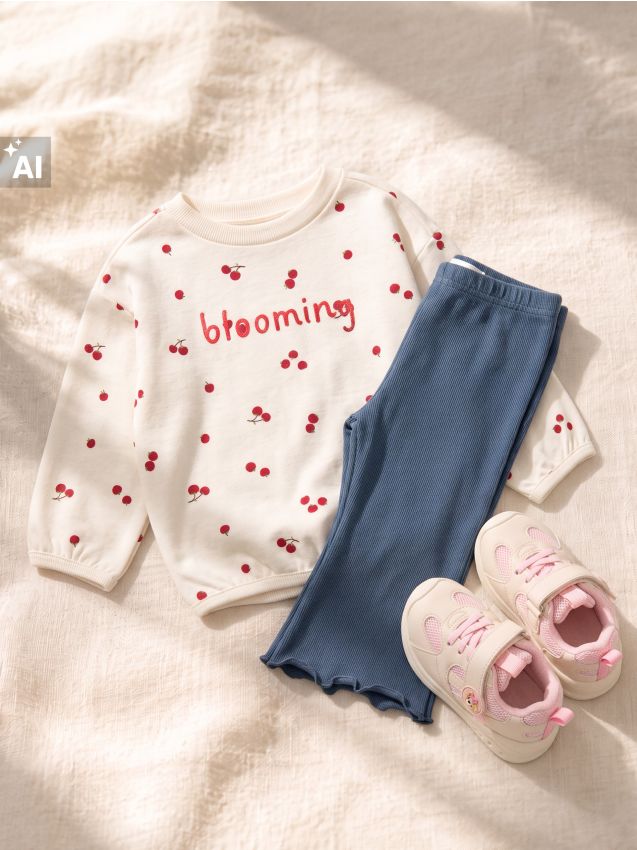 Sinsay - Set din bumbac: bluză și pantaloni - crem