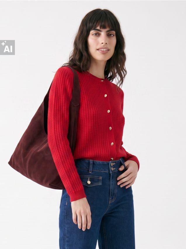 Sinsay - Cardigan clasic cu nasturi decorativi - roșu