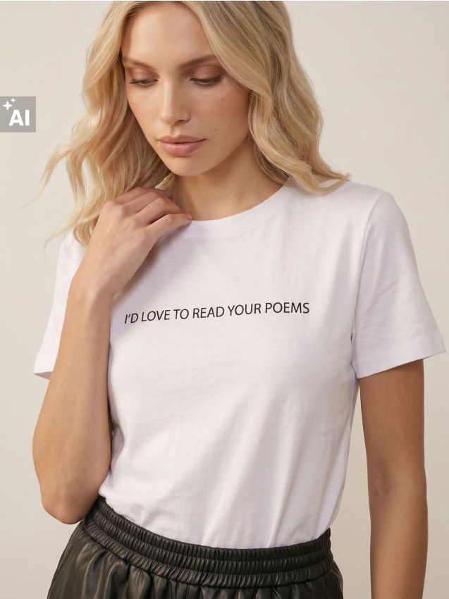 Sinsay - Tricou din bumbac cu inscripție - alb