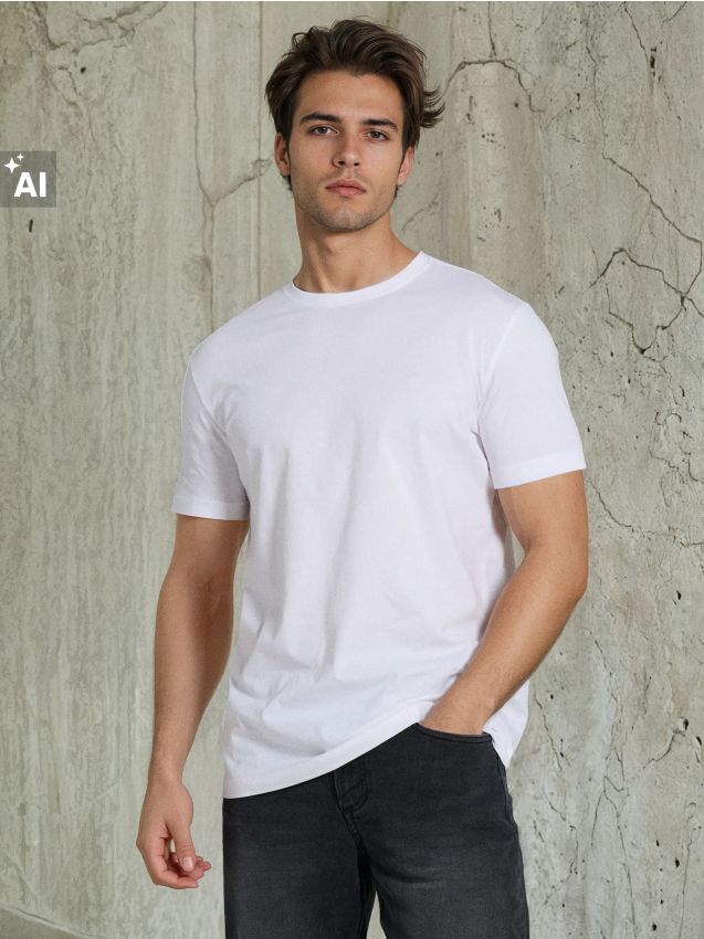 Sinsay - Tricou din bumbac basic - alb