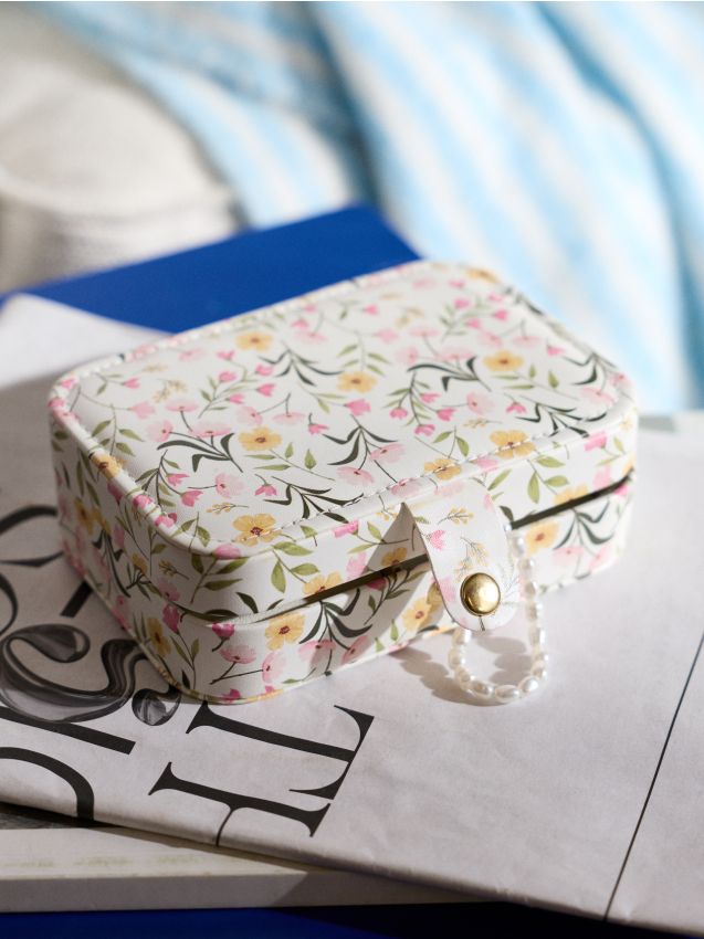 Sinsay - Cutie pentru bijuterii cu compartimente și oglindă cu motiv floral - multicolor