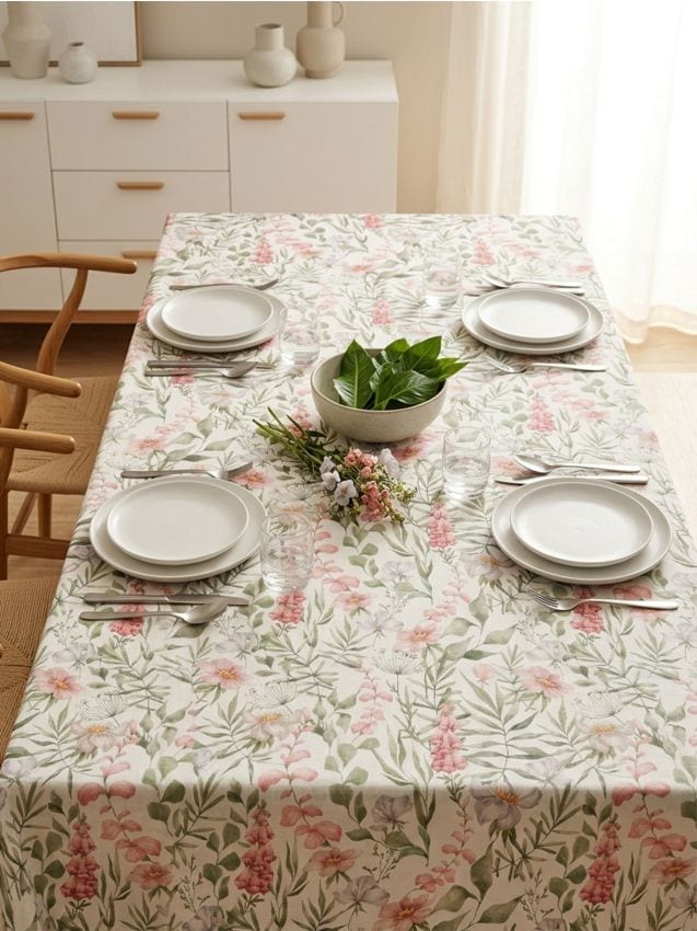 Sinsay - Față de masă cu motiv vegetal - roz-pastel