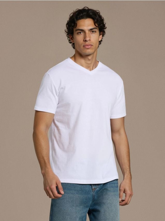 Sinsay - Tricou din bumbac basic - alb