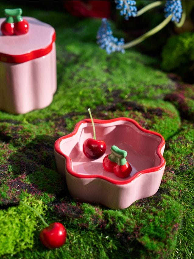 Sinsay - Recipient pentru depozitare cu motiv de cireșe - roz