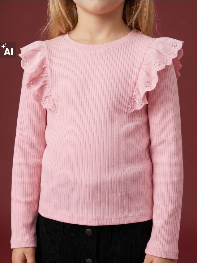 Sinsay - Bluză din bumbac cu volane decorative - roz-pastel