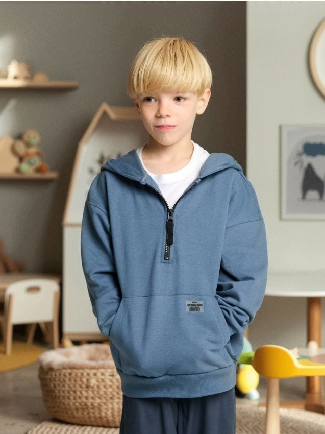 Sinsay - Mikina na zips s kapucňou - sivomodrá