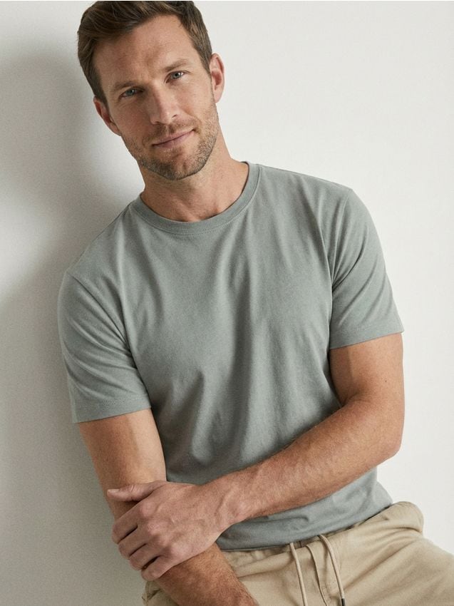 Sinsay - Tricou din bumbac basic - verde-pal