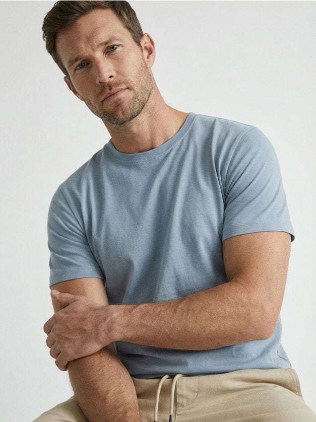 Sinsay - Tricou din bumbac basic - light blue