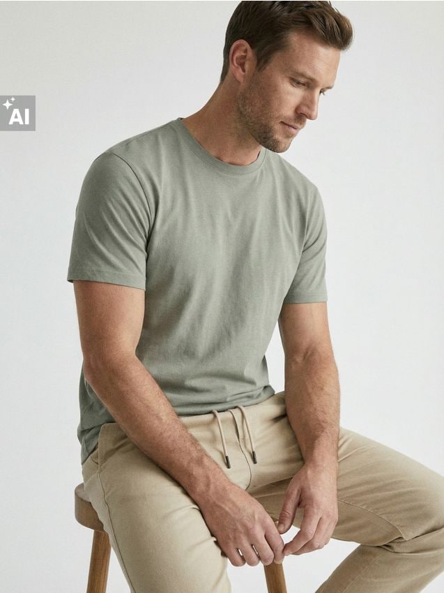 Sinsay - Tricou din bumbac basic - verde-deschis