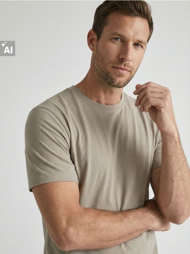 Sinsay - Tricou din bumbac basic - bej