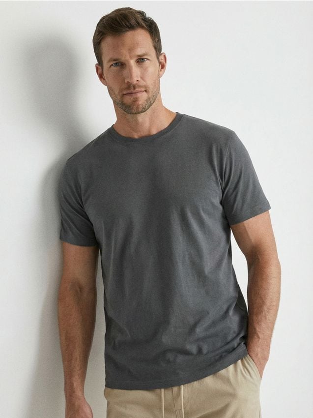Sinsay - Tricou din bumbac basic - gri-închis