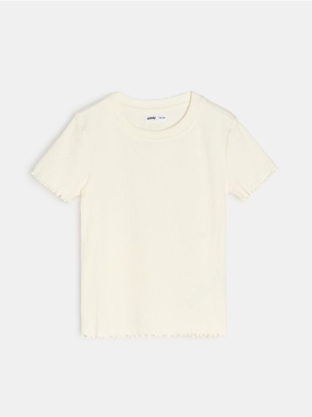 Sinsay - Tricou cu mânecă scurtă - crem