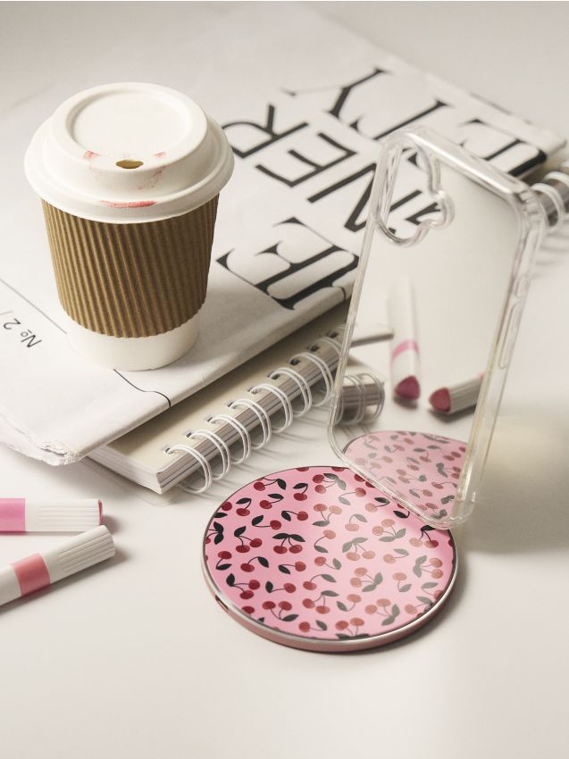 Sinsay - Încărcător wireless pentru telefon cu motiv de cireșe - roz