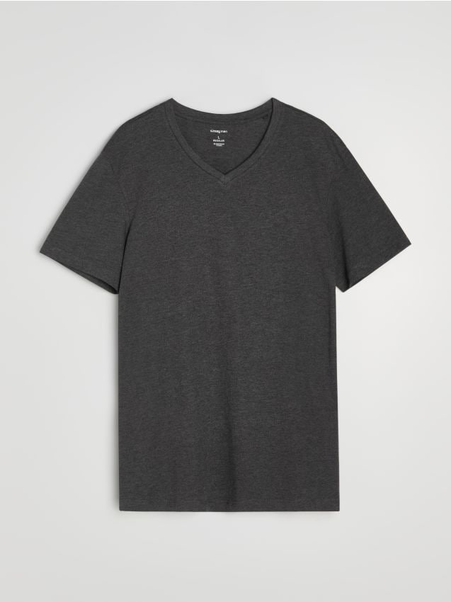 Sinsay - Tricou din bumbac basic - gri-închis