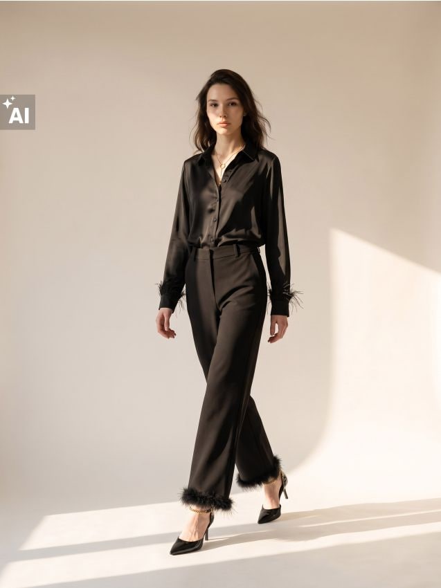 Sinsay - Pantaloni wide leg cu pene la baza cracilor - negru
