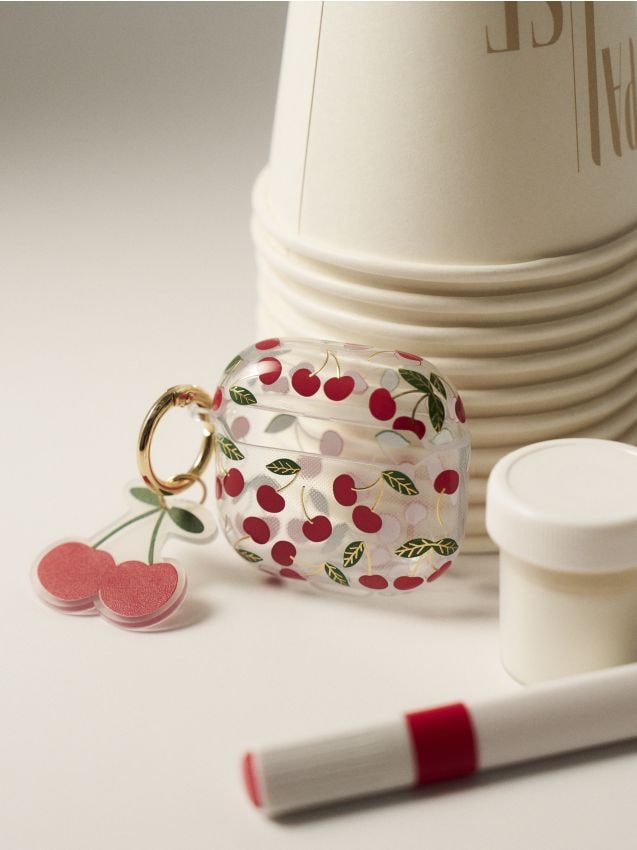 Sinsay - Husă pentru AirPods 4 cu motiv de cireșe - roșu