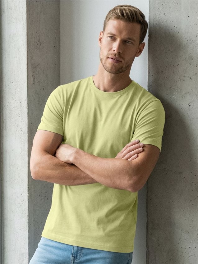 Sinsay - Tricou din bumbac basic - verde-pal