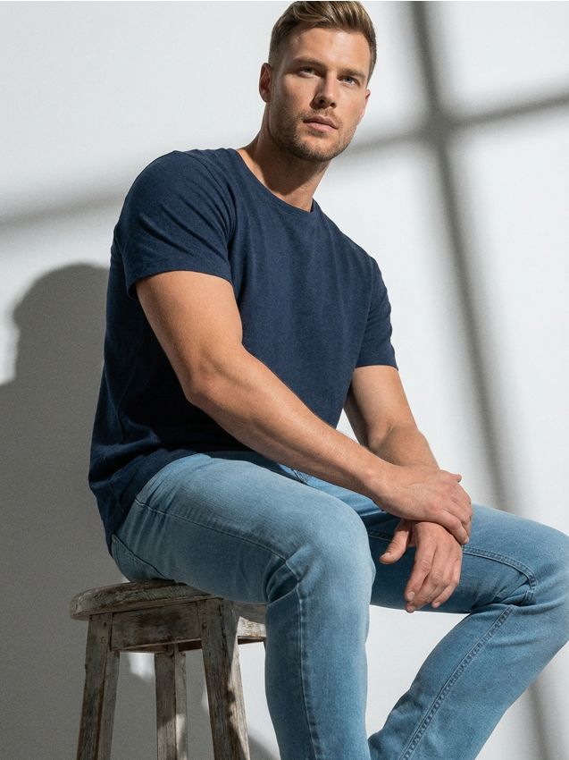 Sinsay - Tricou din bumbac basic - bleumarin