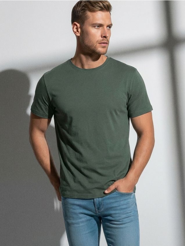 Sinsay - Tricou din bumbac basic - verde-prăfuit