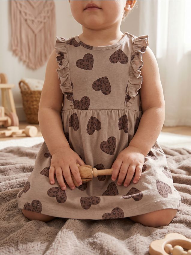 Sinsay - Rochie din bumbac cu volane - crem