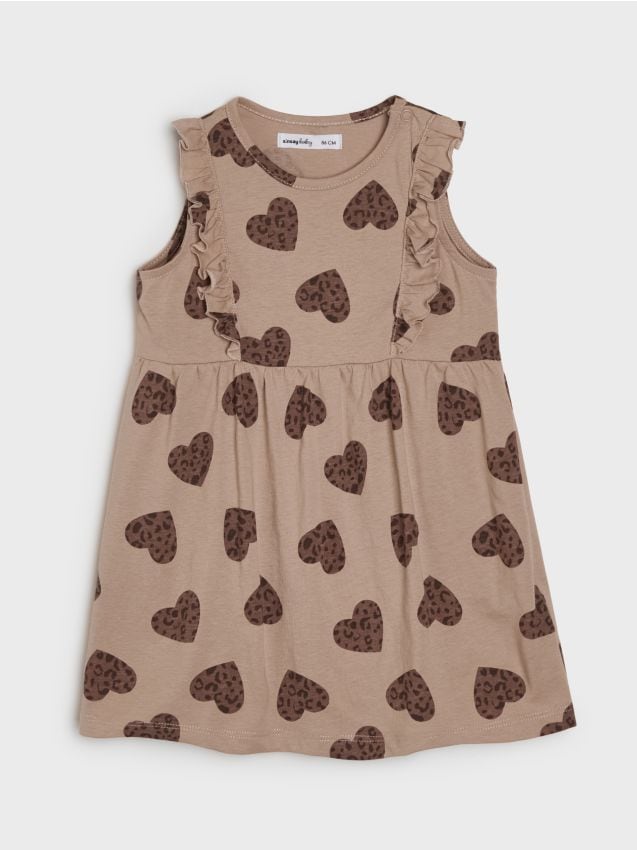 Sinsay - Rochie din bumbac cu volane - crem