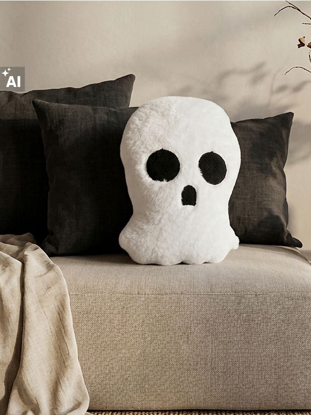 Sinsay - Pernă decorativă de Halloween în formă de fantomă - alb