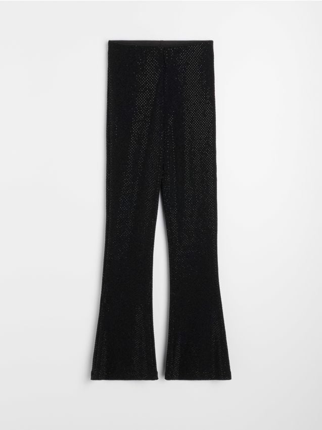Sinsay - Pantaloni flare cu cristale negre - negru