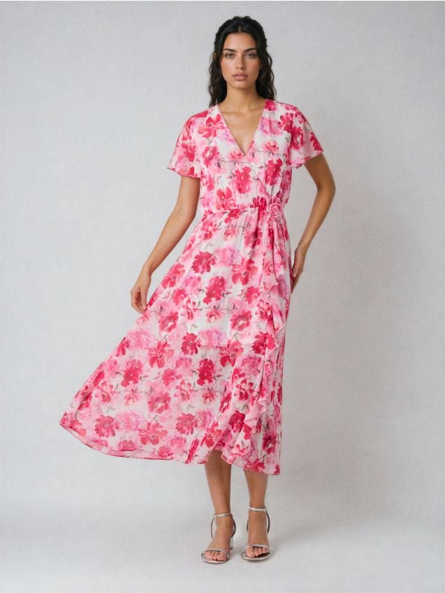 Sinsay - Rochie midi cu imprimeu floral - multicolor
