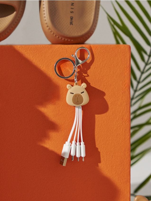 Sinsay - Breloc cu cablu USB 3-în-1 cu motiv de capibară - brun-auriu