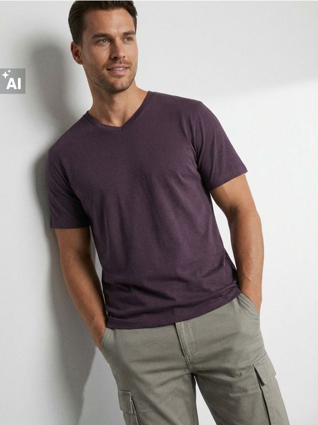 Sinsay - Tricou din bumbac basic - mov