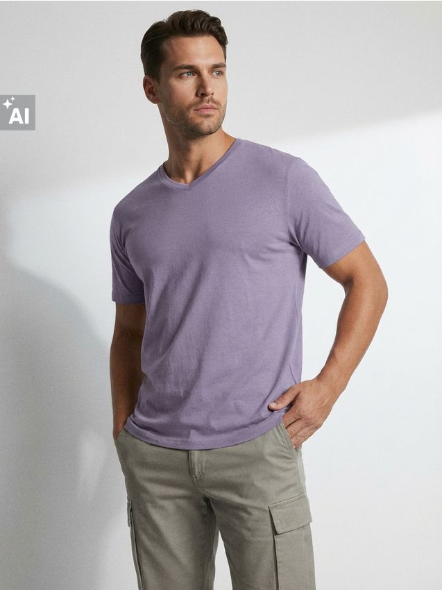 Sinsay - Tricou din bumbac basic - mov