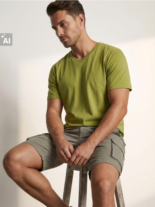 Sinsay - Tricou din bumbac basic - verde-gălbui