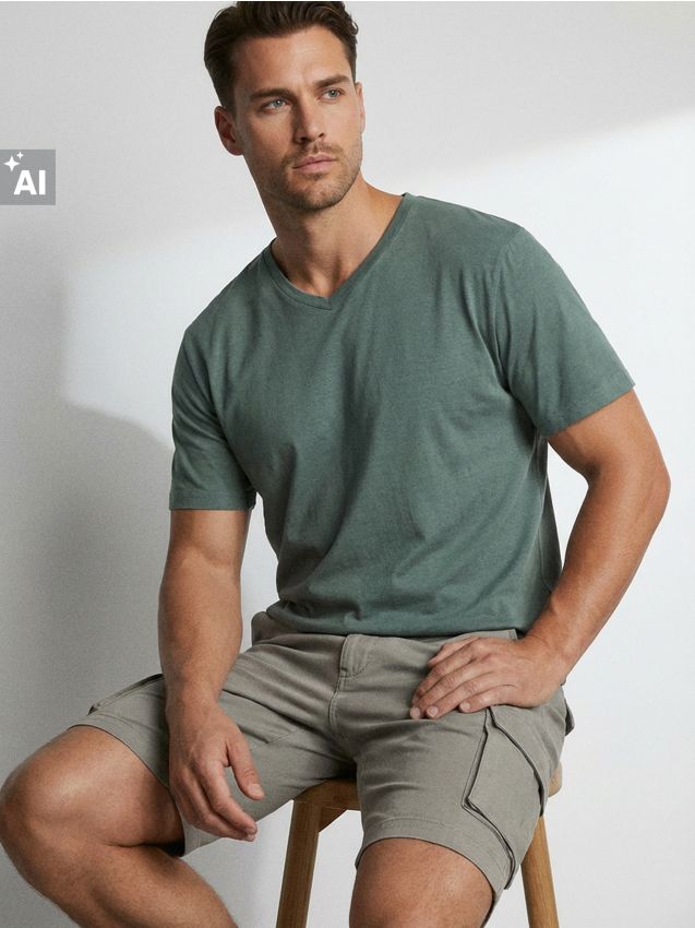Sinsay - Tricou din bumbac basic - verde