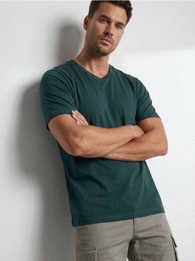 Sinsay - Tricou din bumbac basic - verde